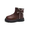 Botas Martin para Niñas Otoño Invierno Estilo Nuevo Decoración de Lazo Perla Suela Suave Antideslizante Botines para Niños Botas de Princesa Británicas