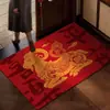Nuevo felpudo de diseño auspicioso de oveja dorada y calabaza estilo chino, bucle de seda roja, resistente a la suciedad, adecuado para uso doméstico, para la entrada de la casa durante el Año Nuevo