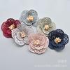 Versión coreana de Super Hermoso tejido calado con flor central diadema para bebé material para diadema accesorios para el cabello hechos a mano tocado flor DIY