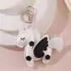 Llavero de Coche Colgante de Poni de Cuero Estéreo Relleno de Algodón de Dibujos Animados Colgante Creativo de Unicornio de Cuero de PU para Mochila