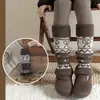 25 Calcetines de Punto Retro para Niños con Lazo, Calcetines Holgados Cálidos y Gruesos, Calcetines Adelgazantes para Pantorrilla, Serie de Color Café Maillard