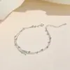 Nueva Pulsera de Plata Esterlina S925 de Doble Capa con Estrella de Cinco Puntas Estilo Coreano Versátil Moda Simple Regalo para Novia Pulsera