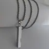 Collar Tridimensional Rectangular de Acero Inoxidable Transfronterizo Estilo Frío Hip-hop para Hombre Colgante de Pareja Grabado por Cuatro Lados