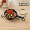 Chaveiro Frigideira Simulação Prato Casa de Bonecas Comida Brinquedo Pingente Espátula de Cozinha Decoração de Cena Adereço de Frigideira
