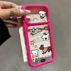 Funda de Teléfono con Ventana Grande de Cachorro de Dibujos Animados en Inglés Compatible con iPhone 18 Apple 17 Pro Max Cubierta Protectora Verde Fluorescente