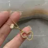 Collar Kirin Calabaza Roja para Mujer Oro Rosa 18K Jade Verde Diseño Nicho con Diamantes Cadena Clavícula Doble Calabaza para Mujer