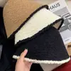 Sombreros de Pescador Coreanos de Otoño e Invierno para Mujer, Circunferencia de Cabeza Grande, Adelgazantes del Rostro, Cálidos Sombreros de Cubo de Punto con Cubre-Cara, Sombreros de Felpa