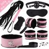 Conjunto sexy de pelúcia de oito peças, algema de pulso, algema de mão, terno de couro sexy, brinquedo alternativo, atacado de fábrica de brinquedos