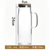 Jarra de vidro para água fria com tampa de bambu, resistente ao calor, com filtro embutido, adequada para uso doméstico, sala de estar, chá de frutas e bebidas