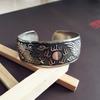 Pulsera Étnica Retro Plata Estilo Europeo y Americano Grabada Abierta Ancha Moda Personalidad Plata Miao Hacer Vieja Joyería Antigua
