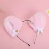 Tiara de Orelhas de Animal de Gato Orelhas de Raposa Acessórios Lolita Feitos à Mão Cosplay Renda Laço Sino Coleira