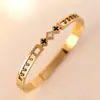 Pulsera de Acero de Titanio de Trébol de Cuatro Hojas para Mujer, Acero Inoxidable, Color Dorado, Números Romanos, Lujo Ligero Europeo y Americano, No se Desvanece, Venta al por Mayor Directa del Fabricante
