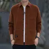 Camisa de Veludo Cotelê Pesado de Manga Longa para Outono Masculina, Estilo Hong Kong Casual Workwear Jaqueta Camisa de Veludo Cotelê, Solta Tendência