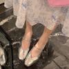 Edición Piel de Oveja ~ Nuevas Sandalias Mary Jane Planas de Verano para Mujer Color Plata Blanco Baotou Estilo Retro Francés
