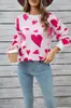 Primavera 2026 Nuevo Estilo Exportación Amazon Suéter Suéter Corazón de Amor Día de San Valentín Cuello Redondo Jersey Suéter Talla Grande