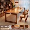 Escritorio de Madera Maciza Seleccionada para Sala de Estar, Mesa para Leer y Estudiar, Escritorio Doble para Uso Doméstico, Mesa Multifuncional, Estación de Trabajo