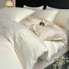 Conjunto de cama luxuoso e de alta qualidade para outono/inverno, espesso, 100% algodão, quatro peças, incluindo um lençol de algodão puro, uma fronha de colcha jacquard e uma colcha quente
