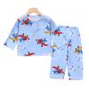Pijama Infantil Verão Meninos Algodão Seda Roupa de Casa Conjunto Meninas Fino Bebês Meninos Manga Longa Algodão Seda Roupa para Ar Condicionado