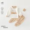 Ropa de Otoño Clase A para Bebé Conjunto de Pantalones de Otoño Bebé Algodón Puro Recién Nacido Sin Hueso Estampado de Dibujos Animados Ropa Interior de Capa Base para las Cuatro Estaciones