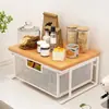 Estante de almacenamiento extraíble con rejilla superior de madera multifuncional para mesa de comedor del hogar, organizador de artículos varios, estante para tazas y bocadillos de sala de té