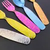 Juego de Cuchara y Tenedor Infantiles de Cristal de Titanio Puro Flor de Hielo para Uso en Casa, Utensilios para Comida de Bebé, Cuchara y Tenedor de Postre Duraderos y Resistentes a la Rotura