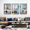 Decoração de Parede de Fundo de Sala de Estar de Luxo Acessível Moderno Pintura Tríptico Sofá Azul Pintura Pendurada Mural Simples e Atmosférico Arte de Luz de Veado