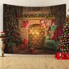 Tela de Fondo Navideño Estilo Europeo Decoración de Chimenea Navideña Foto Transmisión en Vivo Tela Colgante Decoración de Evento Festivo Tapiz Fotográfico