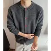 Suéter cárdigan holgado casual de cuello redondo estilo perezoso para otoño e invierno para hombre, estilo old money, de punto moderno, prenda exterior de talla grande