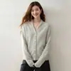 Cárdigan de cachemira abotonado en color azul y verde para mujer, hilo jaspeado, holgado, versátil, chaqueta de punto estilo coreano, para usar en capas con suéteres