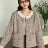 Suéter cárdigan de punto con cuello redondo y manga larga para mujer, con encaje de borlas y abalorios, nuevo estilo otoño e invierno, prenda exterior de alta gama y chic