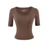 176-2026 Primavera/Verão Novo Estilo Puro Desejo Top Casual com Decote V para Mulheres, Corte Justo, Sexy, Emagrecedor, Camiseta de Manga Média