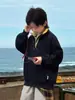 Ropa Infantil Sudadera con Media Cremallera Patchwork para Niños 2026 Primavera Nueva Top Retro para Niños Niños Mayores Ropa Moderna de Primavera y Otoño