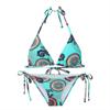 Traje de baño nuevo para mujer con abertura de comercio exterior, estampado digital, copa triangular, braga de encaje, bikini sexy adelgazante europeo y americano