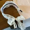 Diadema de malla con lazo de encaje de ala ancha estilo francés de verano para mujer, estilo pastoral, simple y versátil, accesorio para el cabello de alta gama