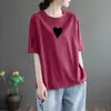 Excedente de comércio exterior transfronteiriço de roupas de marca com etiquetas removidas, camiseta feminina de manga curta plus size, roupa de verão, caimento solto, top que afina a silhueta e valoriza o corpo.