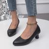 Otoño 2025 Nuevo Tacón Grueso Boca Baja Slip-On Elegantes Zapatos de Tacón Alto Venta Directa de Fábrica Comercio Exterior Transfronterizo Zapatos para Mujer