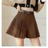 Shorts de Veludo Moda Coreana Calças Plissadas Outono e Inverno Novos Shorts de Coxa Larga Bumbum M Cobertura de Carne Emagrecimento Linha A Hot Pants