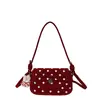 Bolso Cruzado de Hombro Único con Lunares Estilo Coreano para Mujer, Bolso Cuadrado Pequeño con Lazo, Bolso de Moda Versátil de Diseño Nicho para el Trabajo