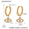 Pendientes Xinyixinxin Estilo Lujo Accesible Europeo y Americano Ojo del Diablo Chapado en Oro Real de 18 Quilates Acero Inoxidable Incrustado Pendientes de Circonita Pendientes