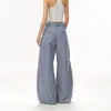 Venta Directa de Fábrica Pantalones Plisados Sueltos de Cuadros Azules Americanos Pantalones Casuales Delgados para Mujer Verano Sueltos de Pierna Ancha Pantalones Casuales