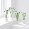 Flores pequeñas artificiales de cristal, calas, rosas, lirios, peonías y pájaros, juego de adorno de flores eternas, regalos extranjeros transfronterizos