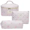 Bolsa Cosmética Portátil Grande Capacidade Floral Pequeno Armazenamento Algodão Acolchoado Portátil Flores Fofas Ins Viagem Estudantes