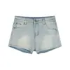 Shorts de Mezclilla Azul Claro para Mujer Verano Vintage Cintura Alta Casual Rectos Pantalones Cortos Ajustados Cadera Estilo Spice Girls