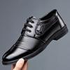 Zapatos de Cuero Nuevos para Hombre Primavera y Otoño 2025 Zapatos de Hombre Vestir Zapatos Casuales con Cordones Zapatos de Cuero de Negocios Zapatos de Hombre con Pespuntes de Punta Redonda