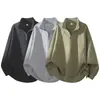 Sudadera con Media Cremallera de Empalme Roscado Americana para Hombre, Nueva de Primavera y Otoño, Algodón Puro Color Sólido Holgada Casual Pulóver