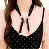 Bufanda de Seda con Estampado de Leopardo Cadena de Suéter con Perlas para Mujer, Lujo de Gama Alta Nicho Versátil Lazo Corazón Collar