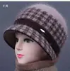 Sombrero de invierno para mujeres de mediana edad y ancianas, sombrero tejido de lana con ala ancha, cálido de piel de conejo, con forro de terciopelo y grueso para señoras mayores.