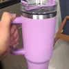 Taza de hielo gigante de 40 oz con asa, taza aislada de acero inoxidable, elegante y portátil, para usar en el coche, con popote