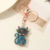 Llavero de Metal de Gatito Lindo, Llavero Creativo de Coche Incrustado con Diamantes, Colgante para Bolso, Regalo de Vacaciones al por Mayor