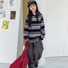 Camiseta Listrada de Manga Longa para Meninas Outono 2026 Novo Estilo Tops para Meninas Primavera e Outono Roupa de Base Infantil Roupas de Outono Meninas
